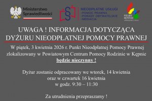 ❗️UWAGA❗️INFORMACJA DOTYCZĄCA DYŻURU NIE