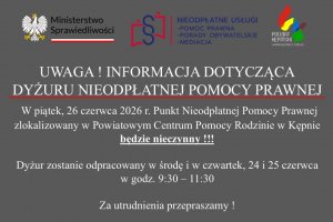 UWAGA ! INFORMACJA DOTYCZĄCA DYŻURU NIEODPŁATNE