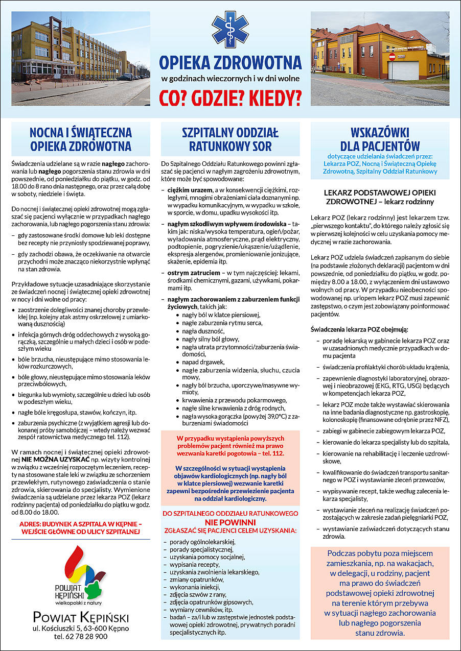Opieka zdrowotna - informacje dla pacjentów